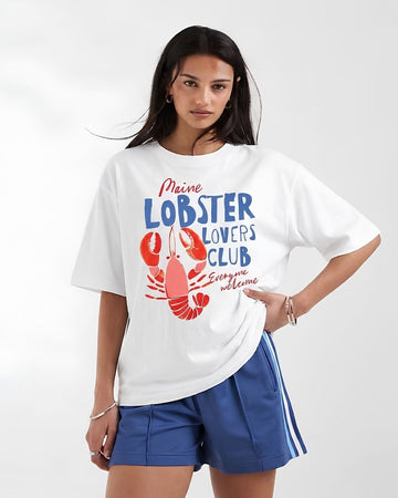 LOBSTER LOVERS CLUB WOMEN OVERSIZED GRAPHIC T-SHIRT