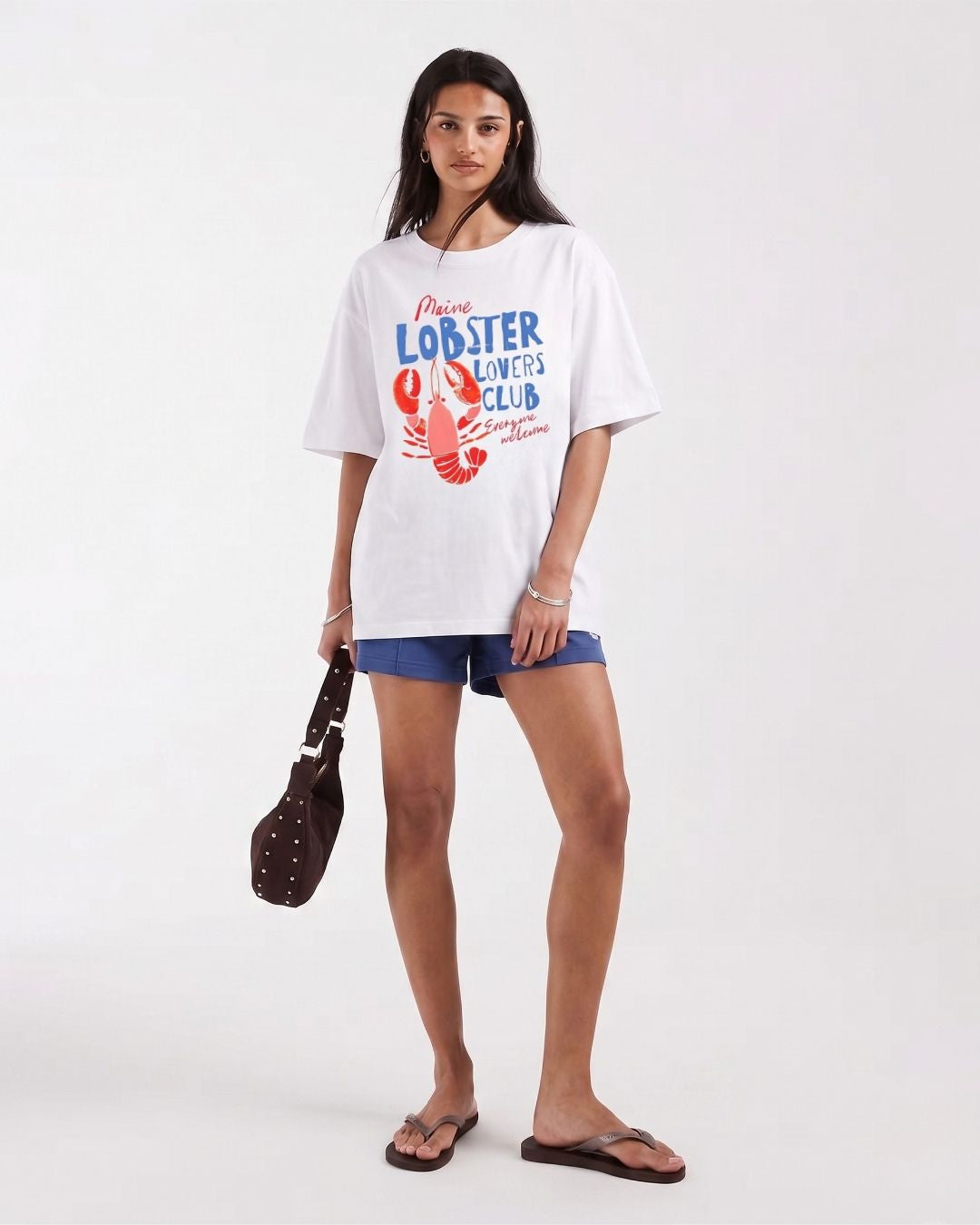 LOBSTER LOVERS CLUB WOMEN OVERSIZED GRAPHIC T-SHIRT