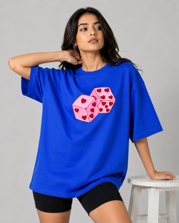 LOVE DICE WOMEN OVERSIZED GRAPHIC T-SHIRT