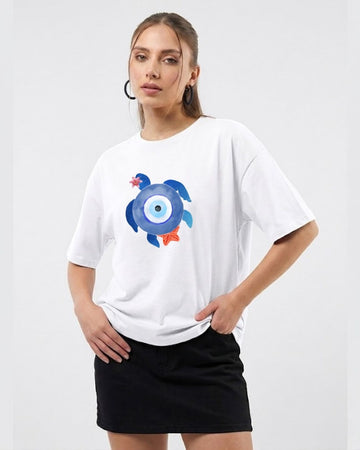LUCKY TURTLE WOMEN OVERSIZED GRAPHIC T-SHIRT