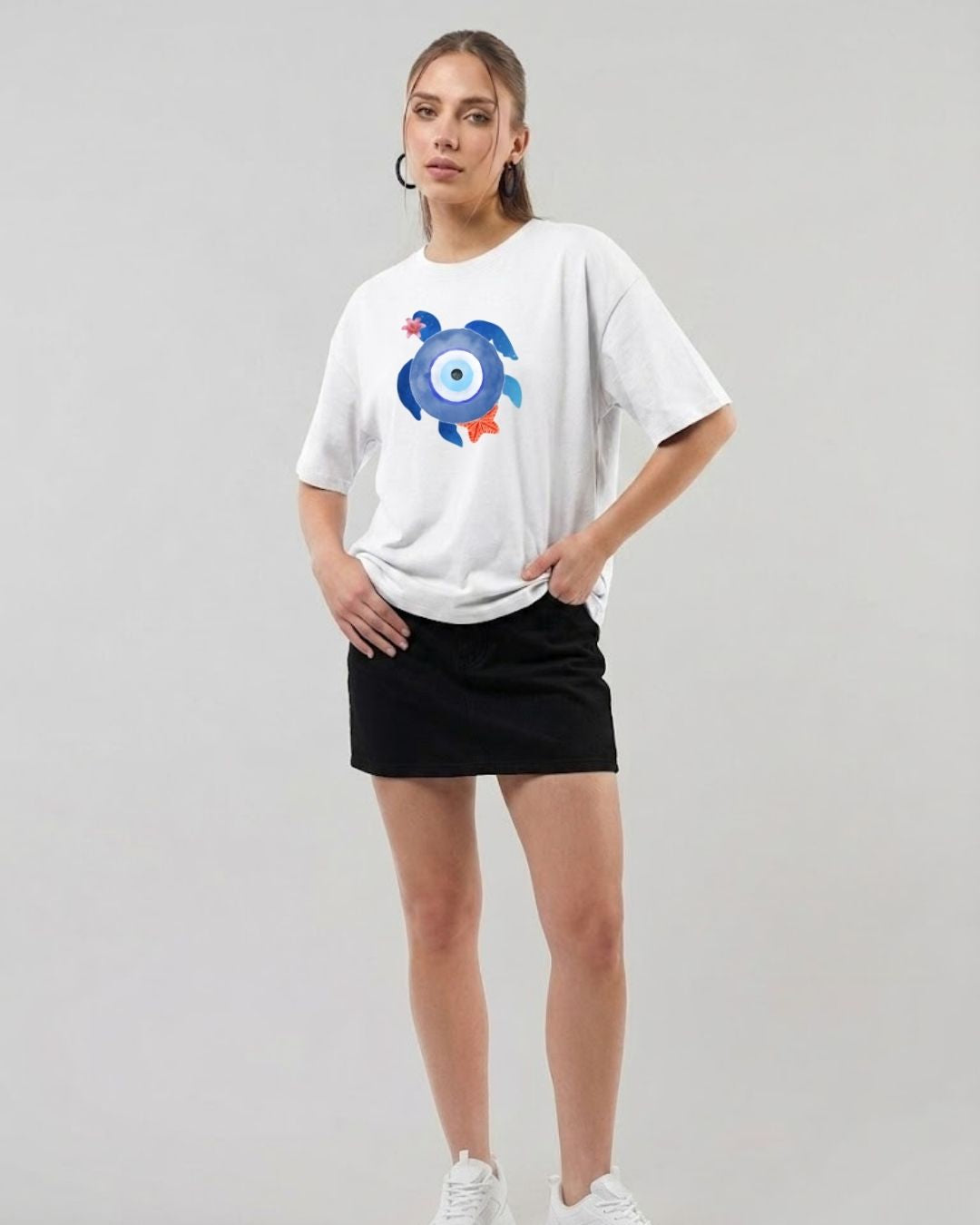 LUCKY TURTLE WOMEN OVERSIZED GRAPHIC T-SHIRT