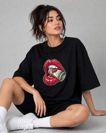 LUXURY BITE WOMEN OVERSIZED GRAPHIC T-SHIRT