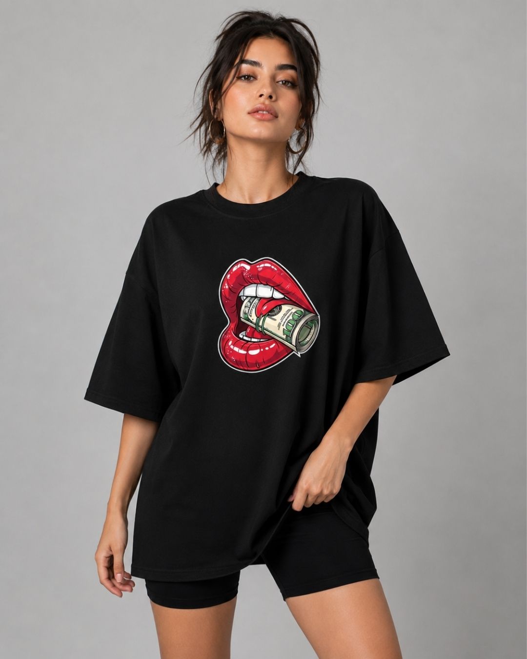 LUXURY BITE WOMEN OVERSIZED GRAPHIC T-SHIRT