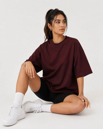 MAROON WOMEN'S OVERSIZED CLASSIC T-SHIRT