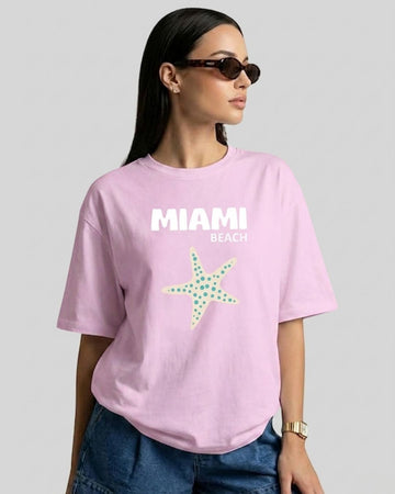 MIAMI BEACH WOMEN OVERSIZED GRAPHIC T-SHIRT