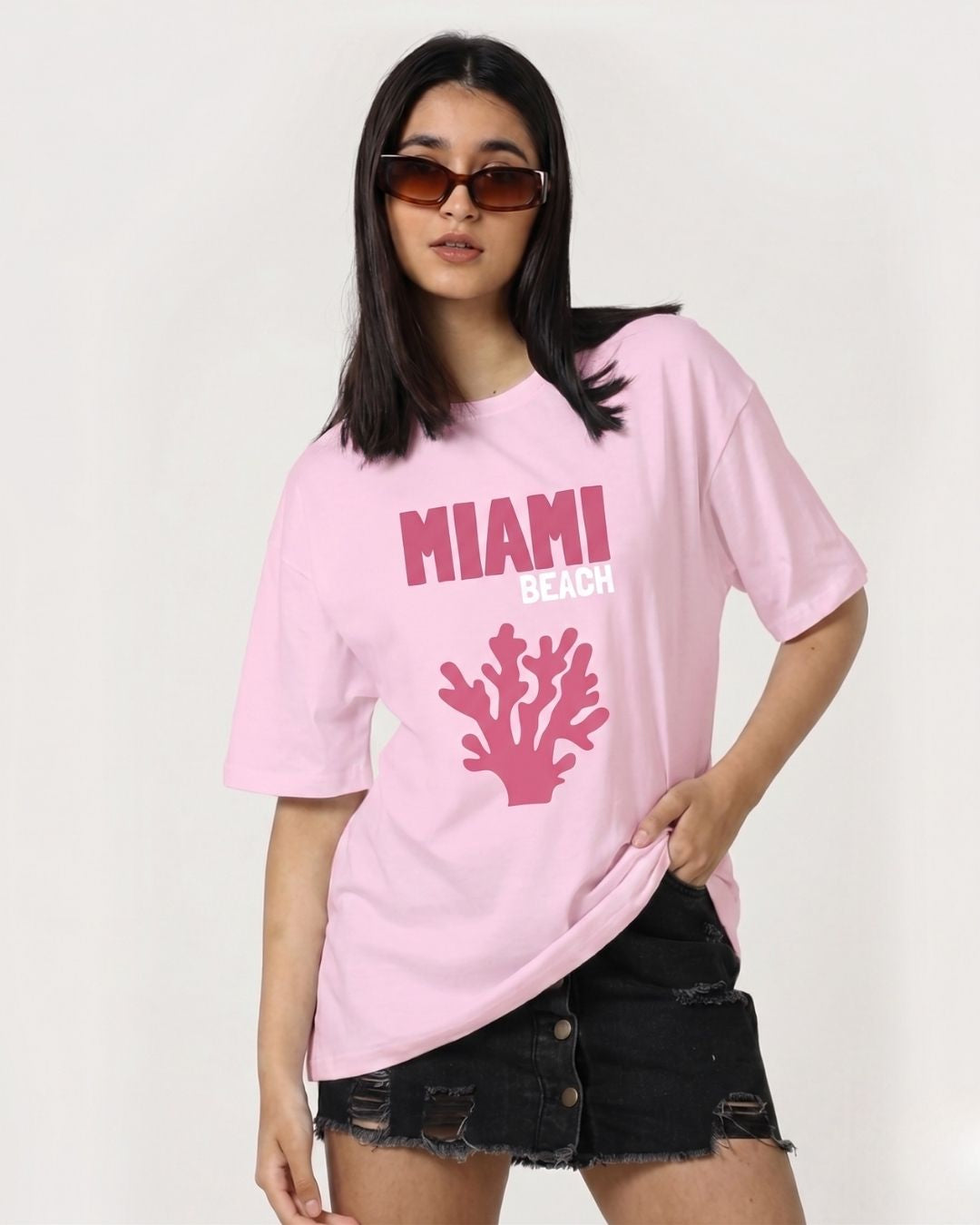 MIAMI BEACH WOMEN OVERSIZED GRAPHIC T-SHIRT