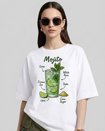 MOJITO RECIPE WOMEN OVERSIZED GRAPHIC T-SHIRT