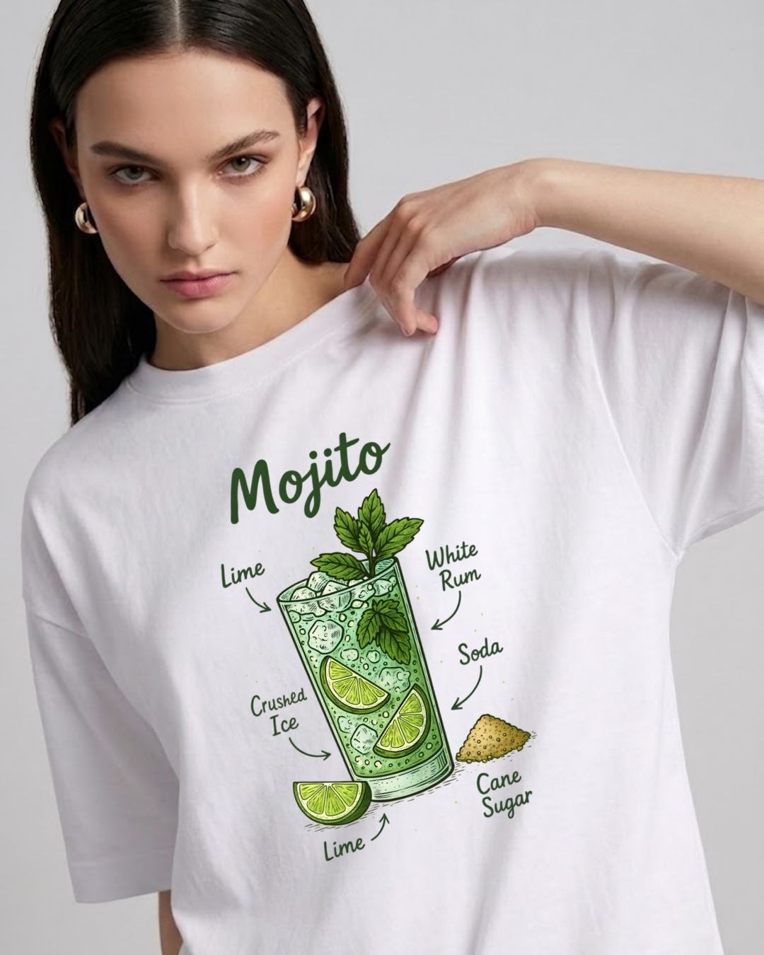 MOJITO RECIPE WOMEN OVERSIZED GRAPHIC T-SHIRT