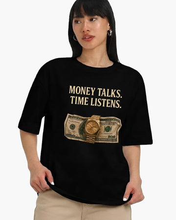MONEY TALKS WOMEN OVERSIZED GRAPHIC T-SHIRT