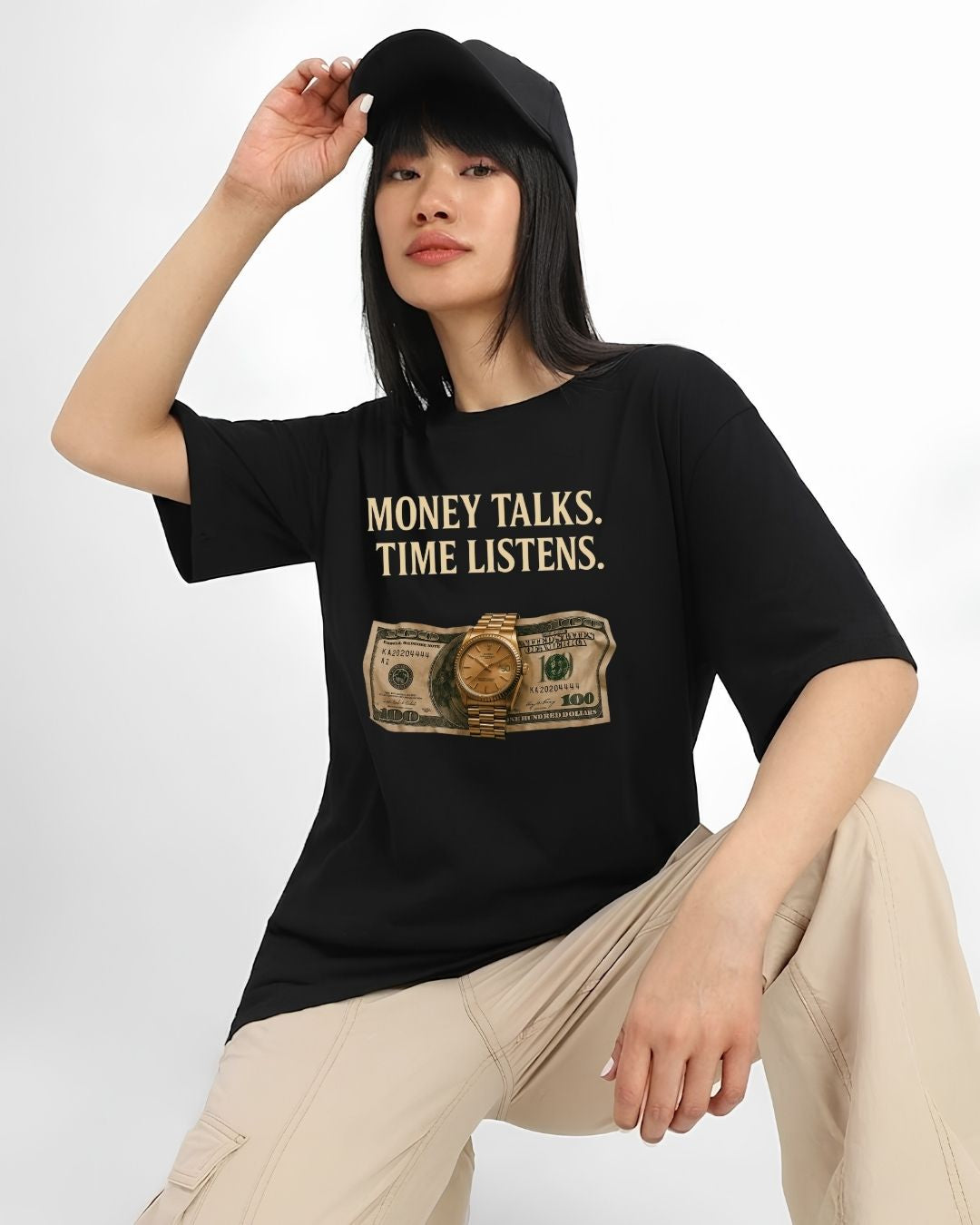 MONEY TALKS WOMEN OVERSIZED GRAPHIC T-SHIRT