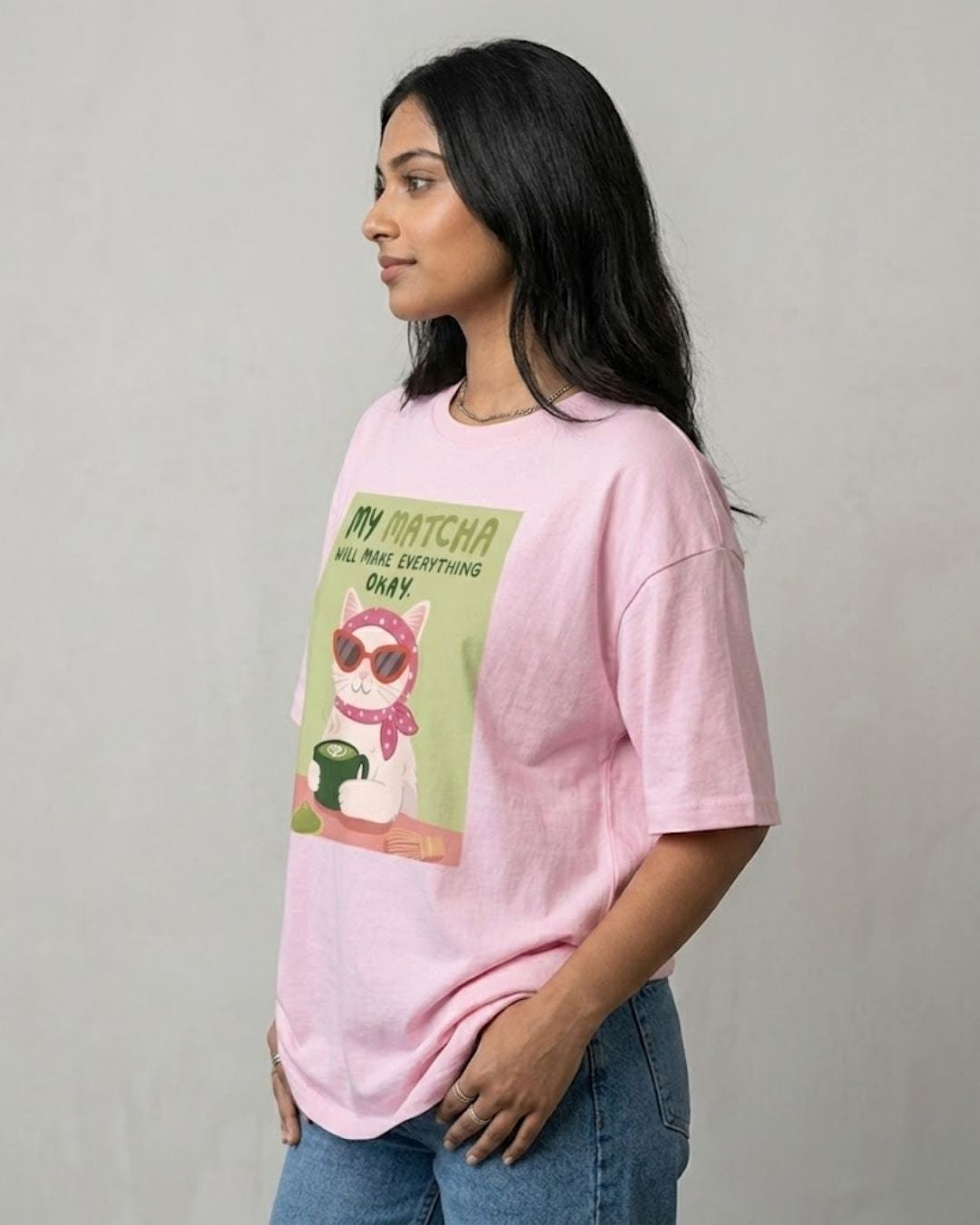 MY MATCHA WOMEN OVERSIZED GRAPHIC T-SHIRT