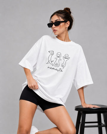 NAMASTE WOMEN OVERSIZED GRAPHIC T-SHIRT