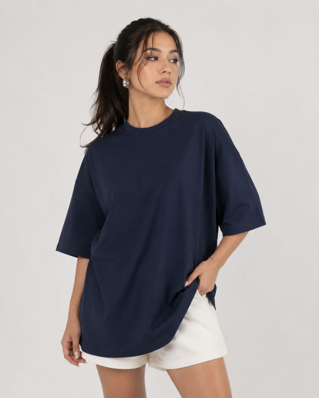 NAVY BLUE WOMEN'S OVERSIZED CLASSIC T-SHIRT