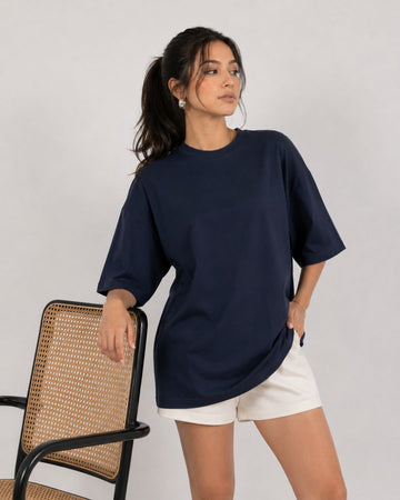 NAVY BLUE WOMEN'S OVERSIZED CLASSIC T-SHIRT
