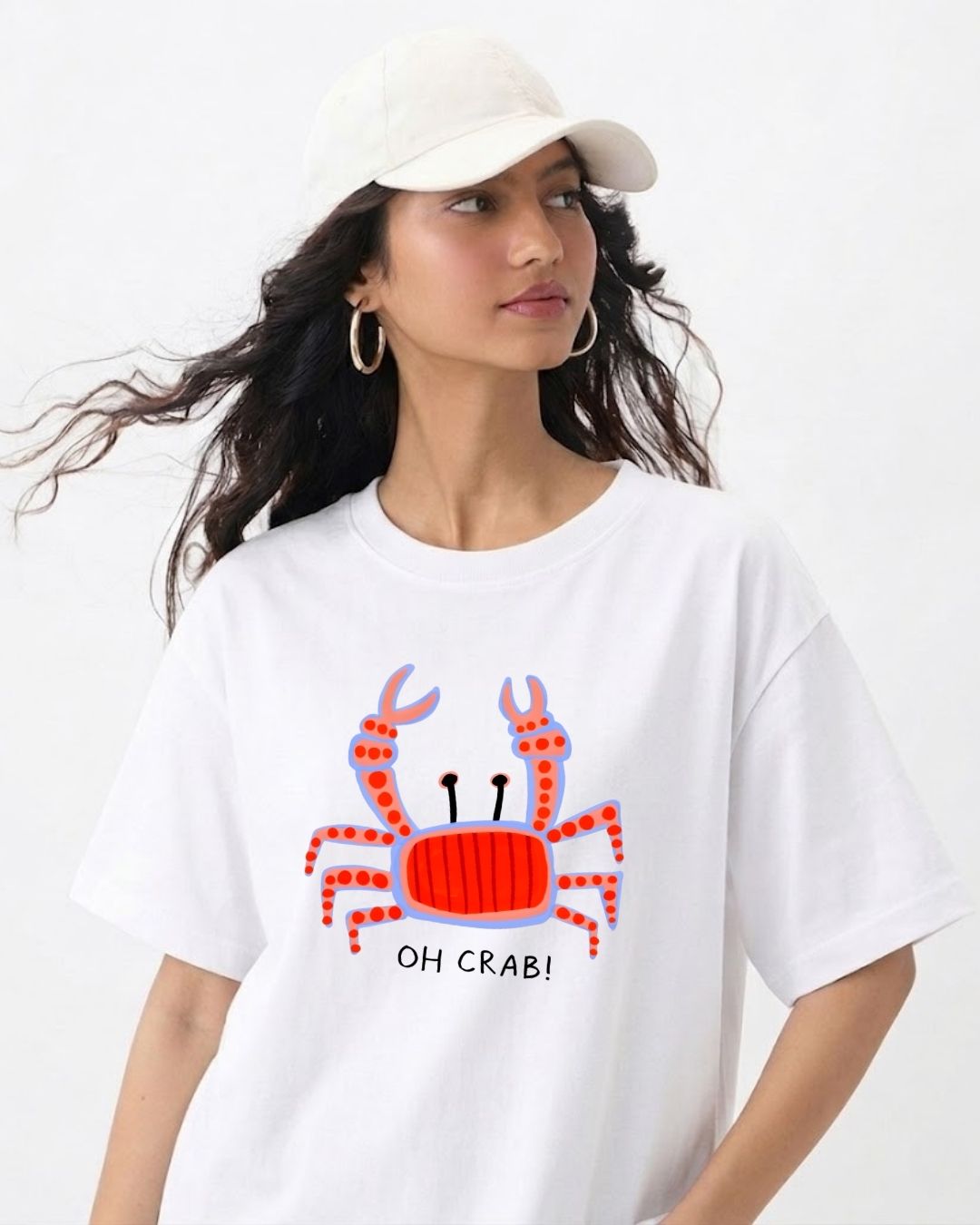 OH CRAB! WOMEN OVERSIZED GRAPHIC T-SHIRT