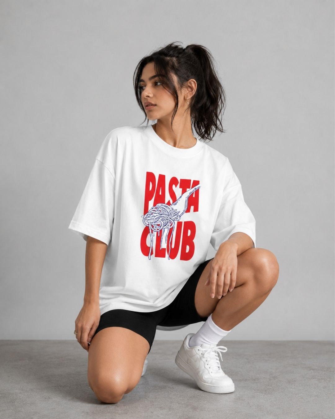 PASTA CLUB WOMEN OVERSIZED GRAPHIC T-SHIRT