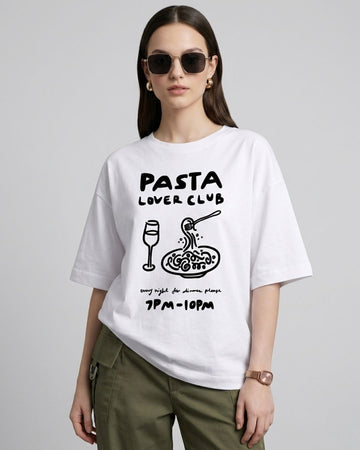 PASTA LOVER CLUB WOMEN OVERSIZED GRAPHIC T-SHIRT
