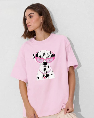 PREPPY DOG WOMEN OVERSIZED GRAPHIC T-SHIRT