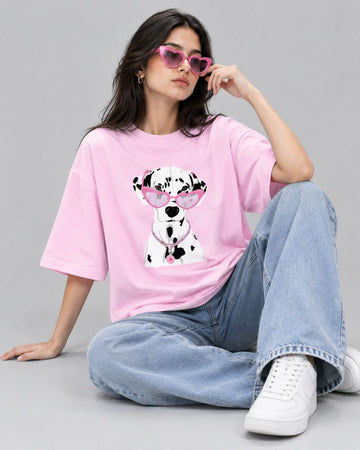 PREPPY DOG WOMEN OVERSIZED GRAPHIC T-SHIRT