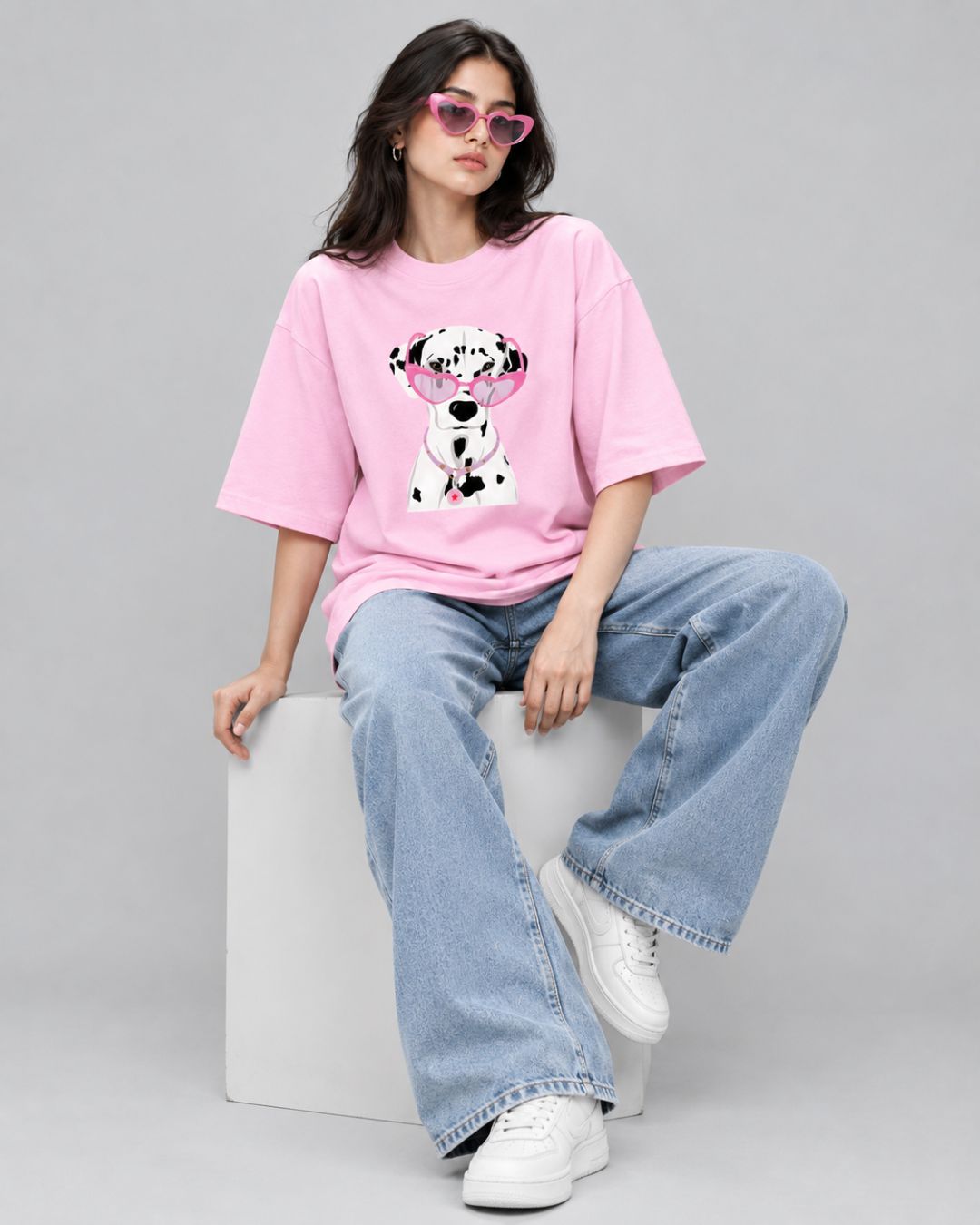 PREPPY DOG WOMEN OVERSIZED GRAPHIC T-SHIRT