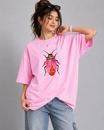PRETTY BUG WOMEN OVERSIZED GRAPHIC T-SHIRT