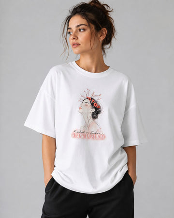 RISING IN BLOOM WOMEN OVERSIZED GRAPHIC T-SHIRT