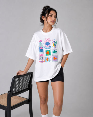 SEA LOVER WOMEN OVERSIZED GRAPHIC T-SHIRT