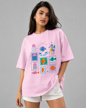 SEA LOVER WOMEN OVERSIZED GRAPHIC T-SHIRT