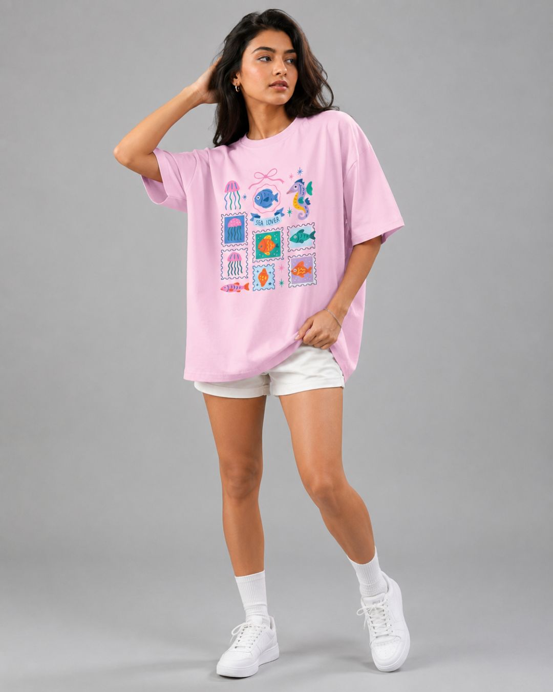 SEA LOVER WOMEN OVERSIZED GRAPHIC T-SHIRT