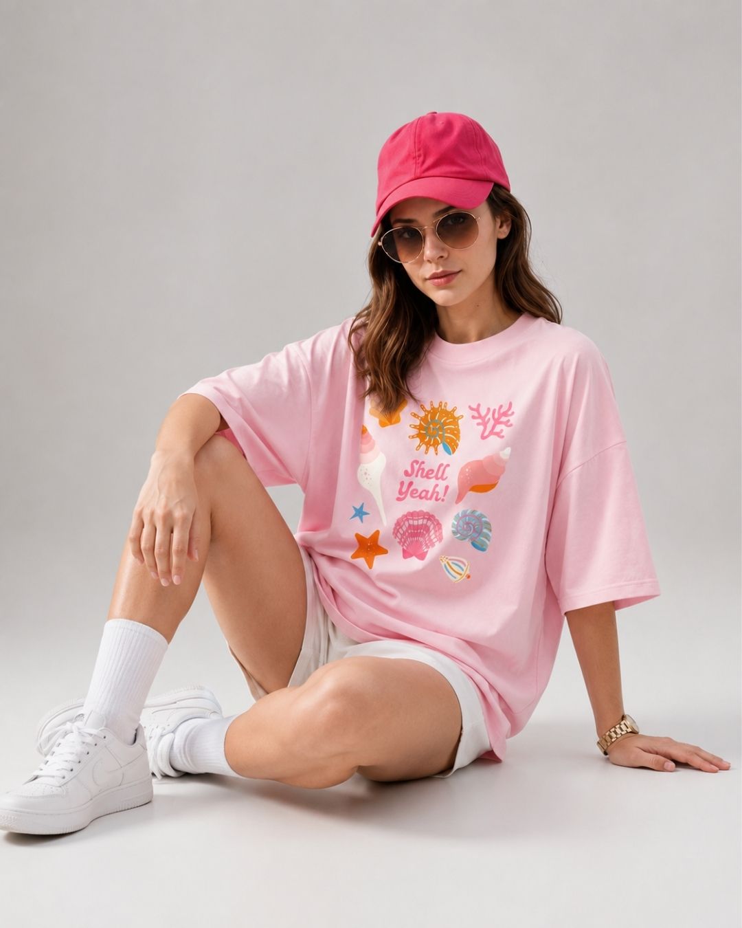 SHELL YEAH! WOMEN OVERSIZED GRAPHIC T-SHIRT