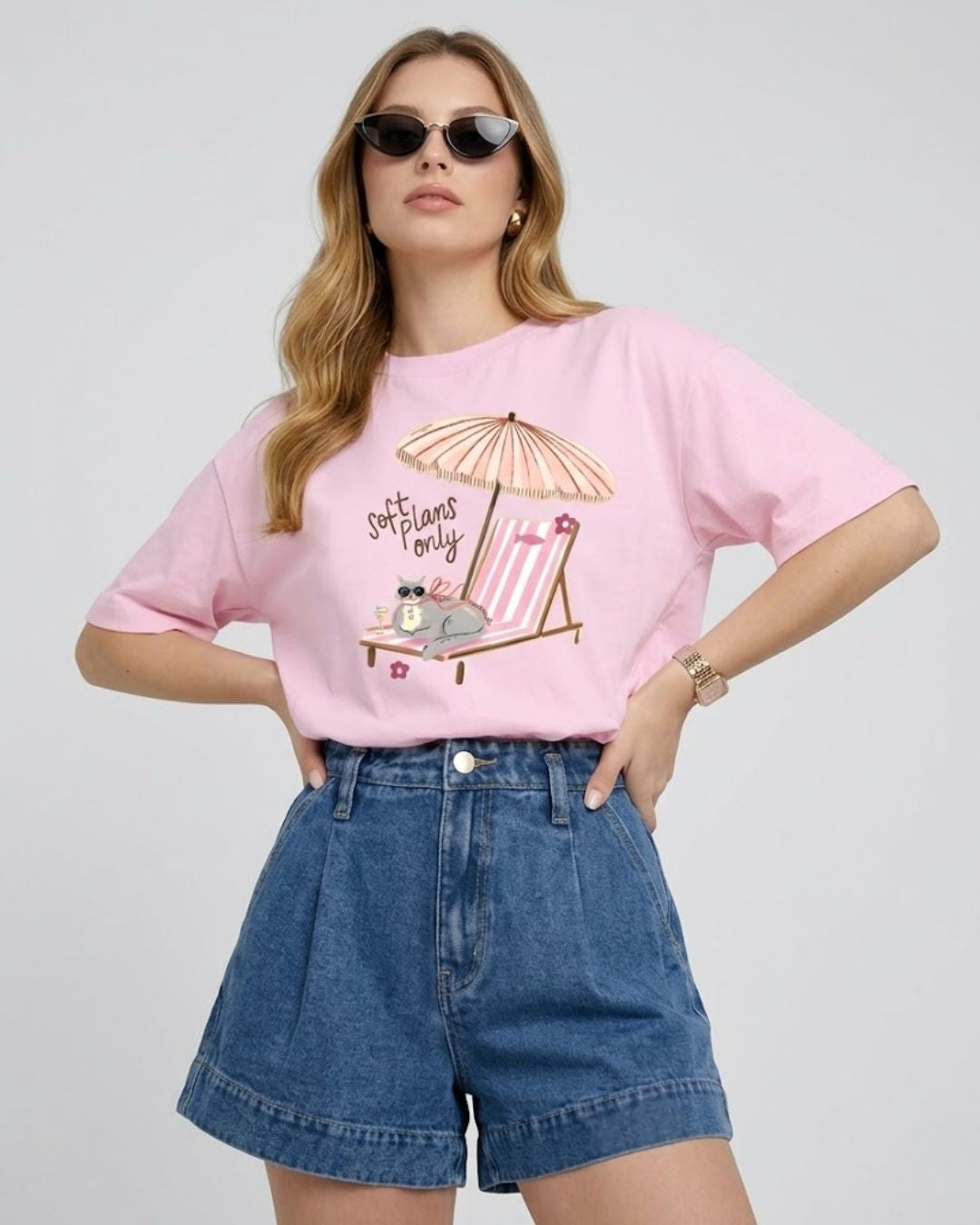SOFT PLANS ONLY WOMEN OVERSIZED GRAPHIC T-SHIRT