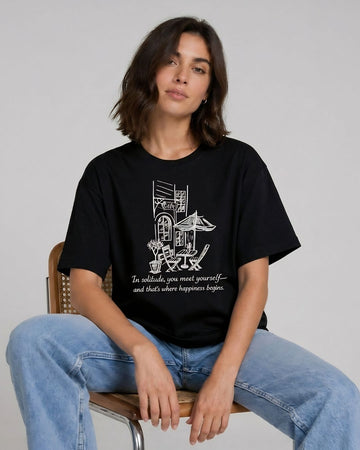 SOLITUDE CAFE WOMEN OVERSIZED GRAPHIC T-SHIRT
