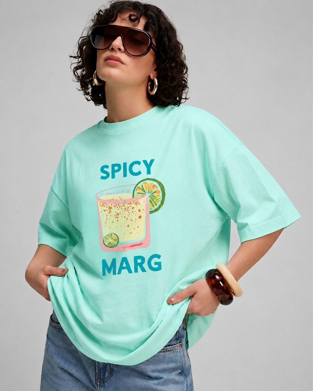 SPICY MARG WOMEN OVERSIZED GRAPHIC T-SHIRT