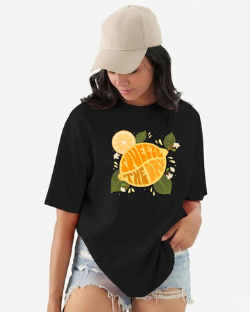 SQUEEZE THE DAY WOMEN OVERSIZED GRAPHIC T-SHIRT