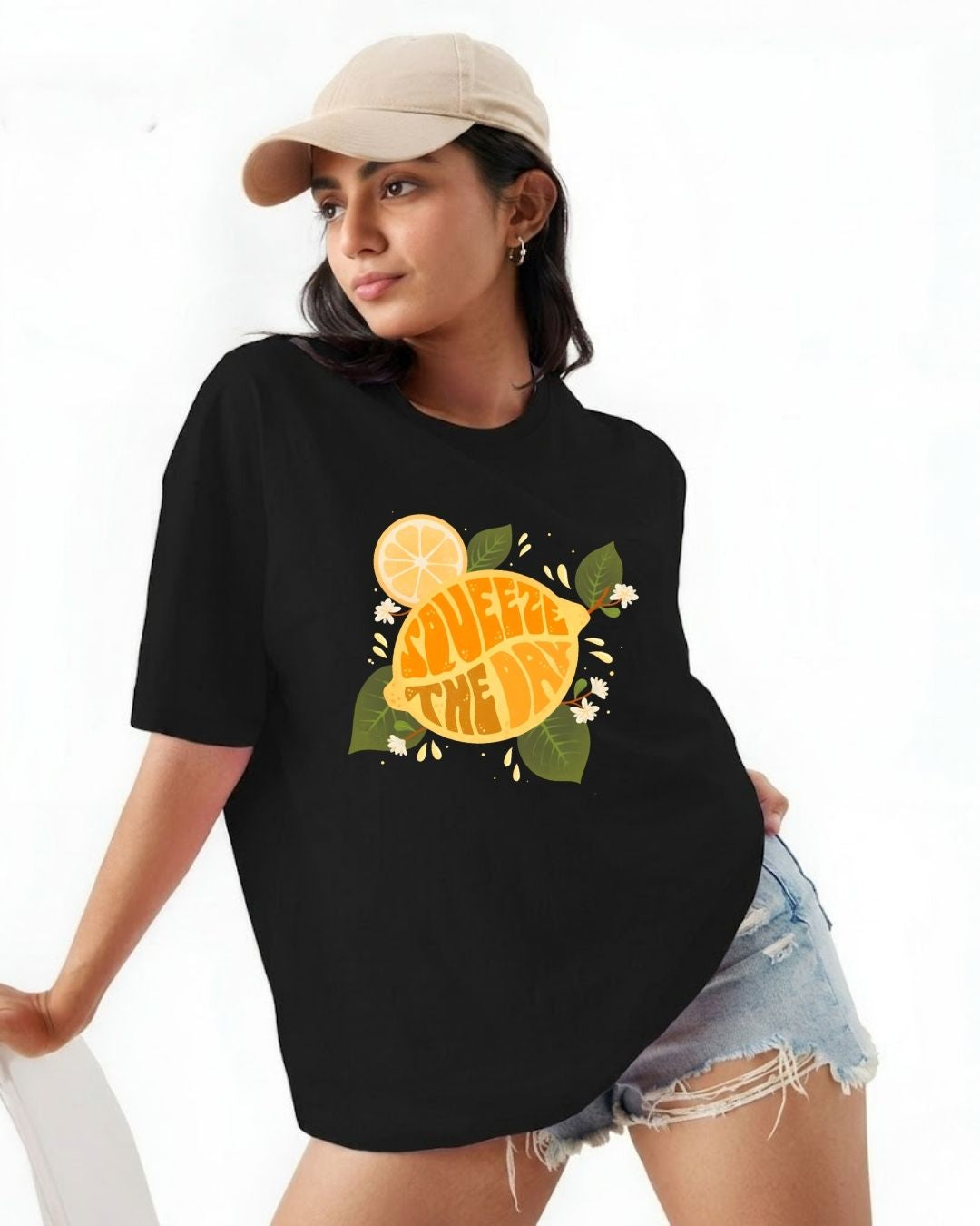 SQUEEZE THE DAY WOMEN OVERSIZED GRAPHIC T-SHIRT