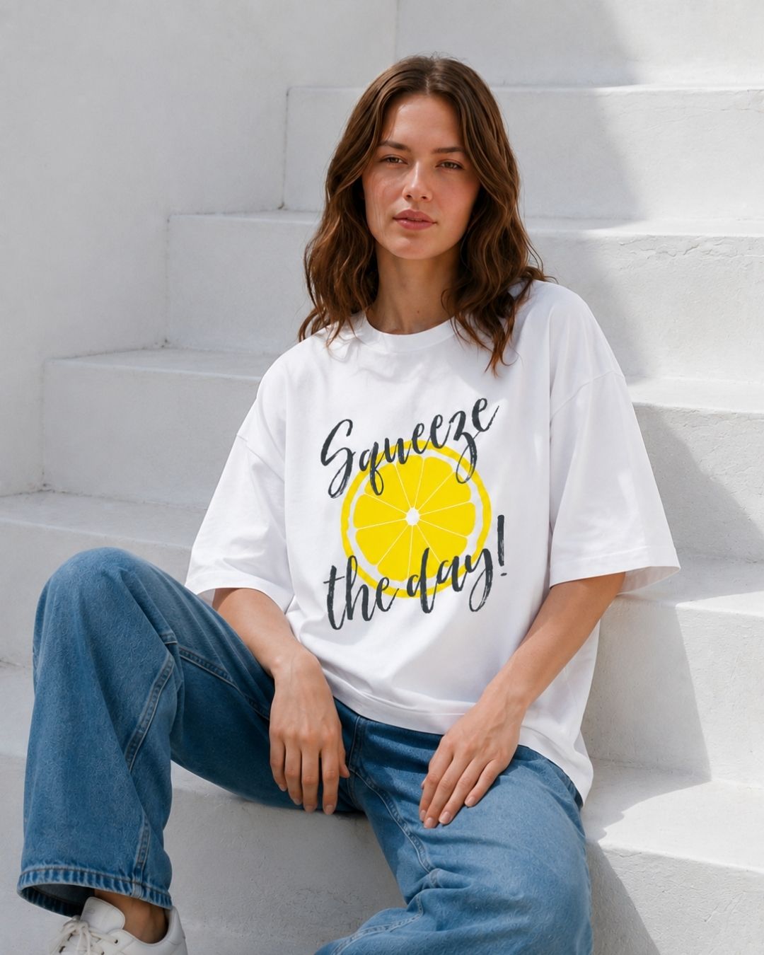 SQUEEZE THE DAY! WOMEN OVERSIZED GRAPHIC T-SHIRT