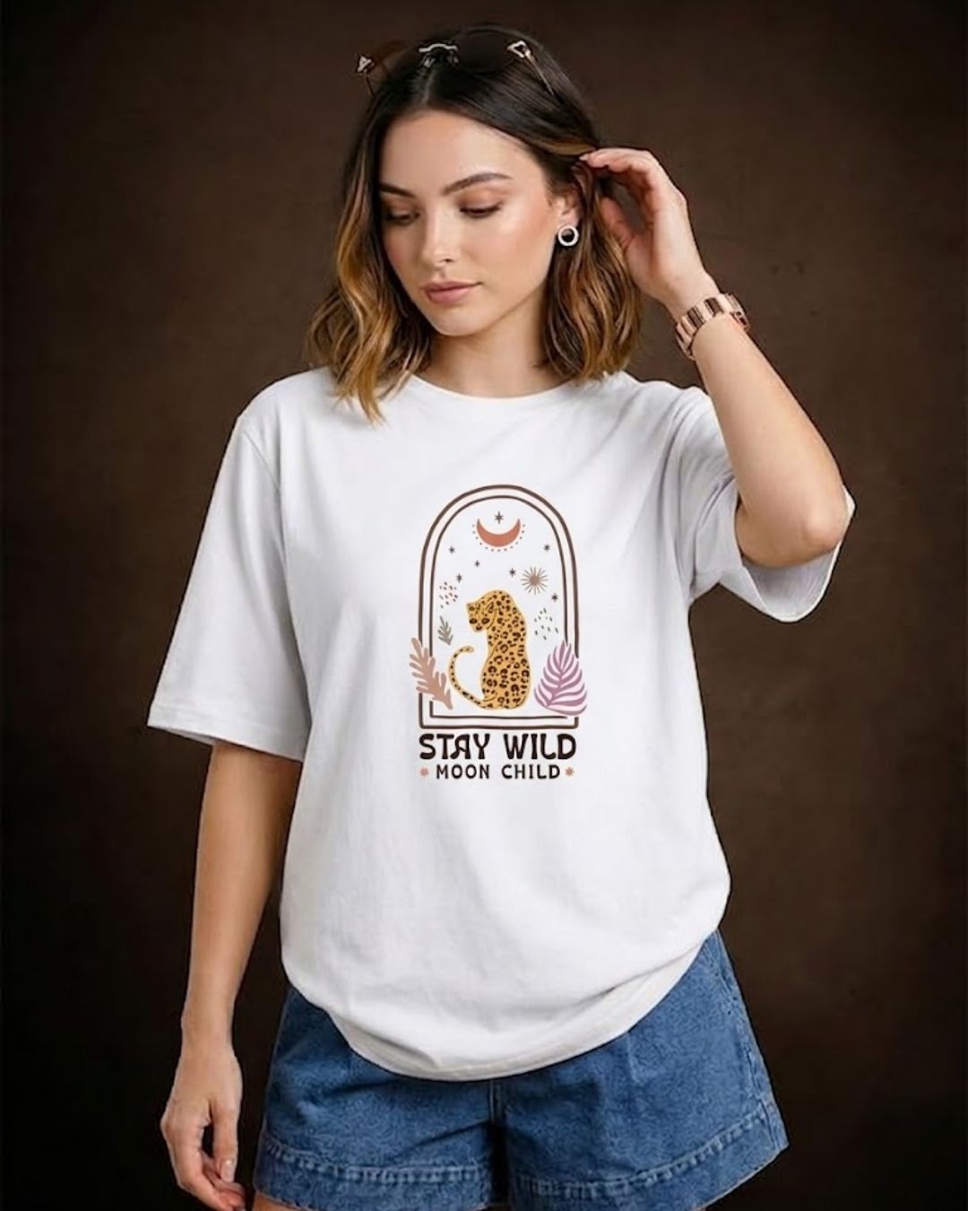 STAY WILD MOON CHILD WOMEN OVERSIZED GRAPHIC T-SHIRT