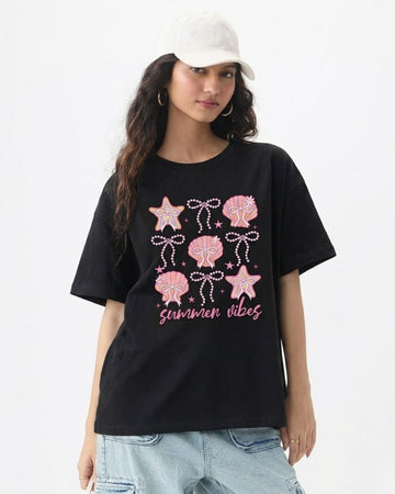 SUMMER VIBES WOMEN OVERSIZED GRAPHIC T-SHIRT