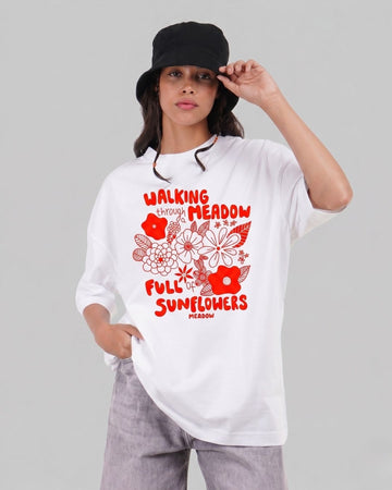 SUNFLOWERS WOMEN OVERSIZED GRAPHIC T-SHIRT