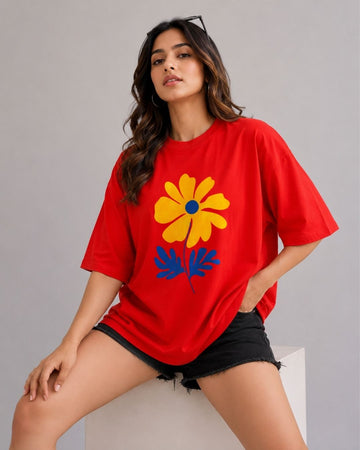 SUN PETAL WOMEN OVERSIZED GRAPHIC T-SHIRT