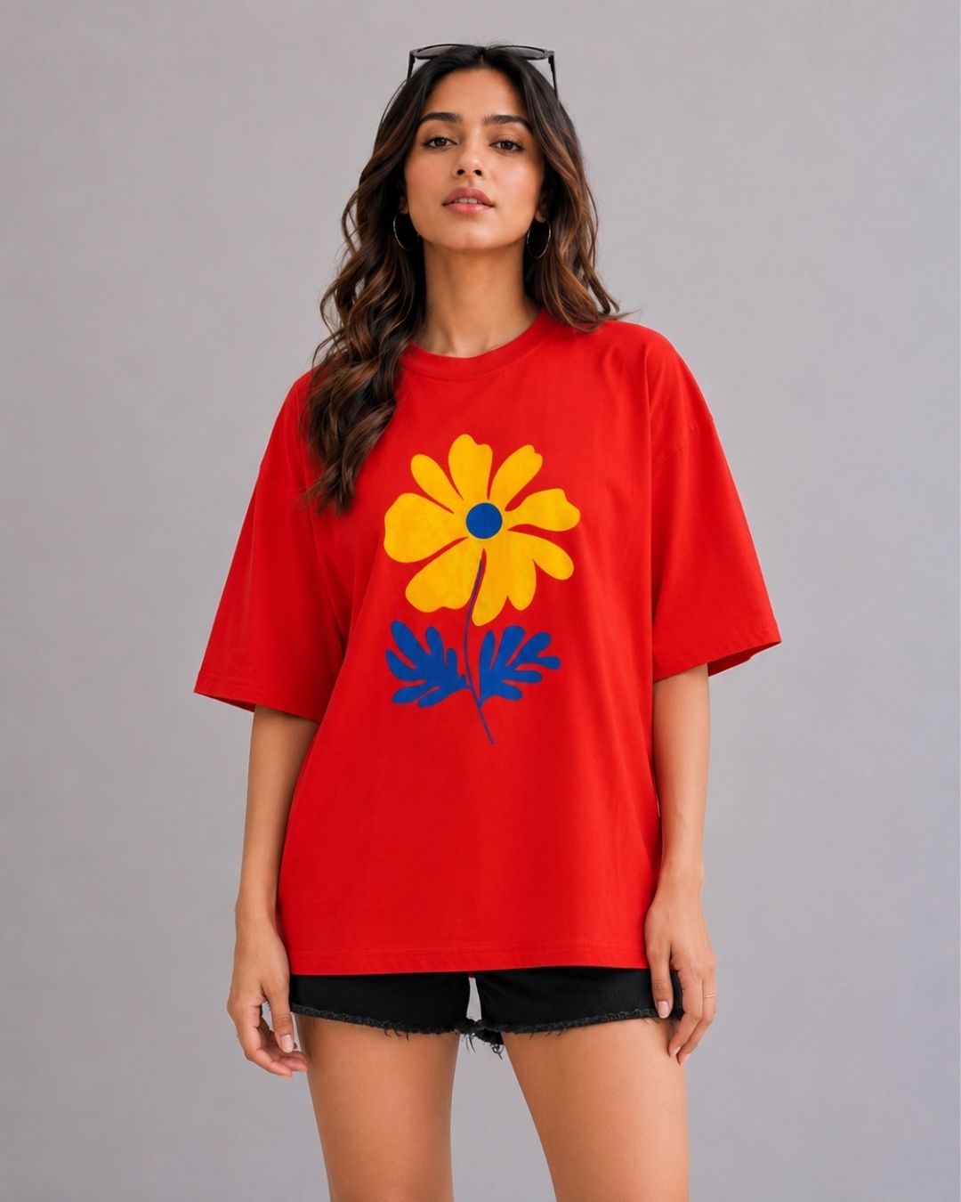 SUN PETAL WOMEN OVERSIZED GRAPHIC T-SHIRT