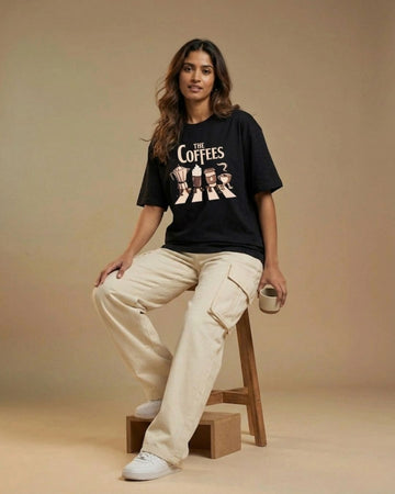 THE COFFEES WOMEN OVERSIZED GRAPHIC T-SHIRT