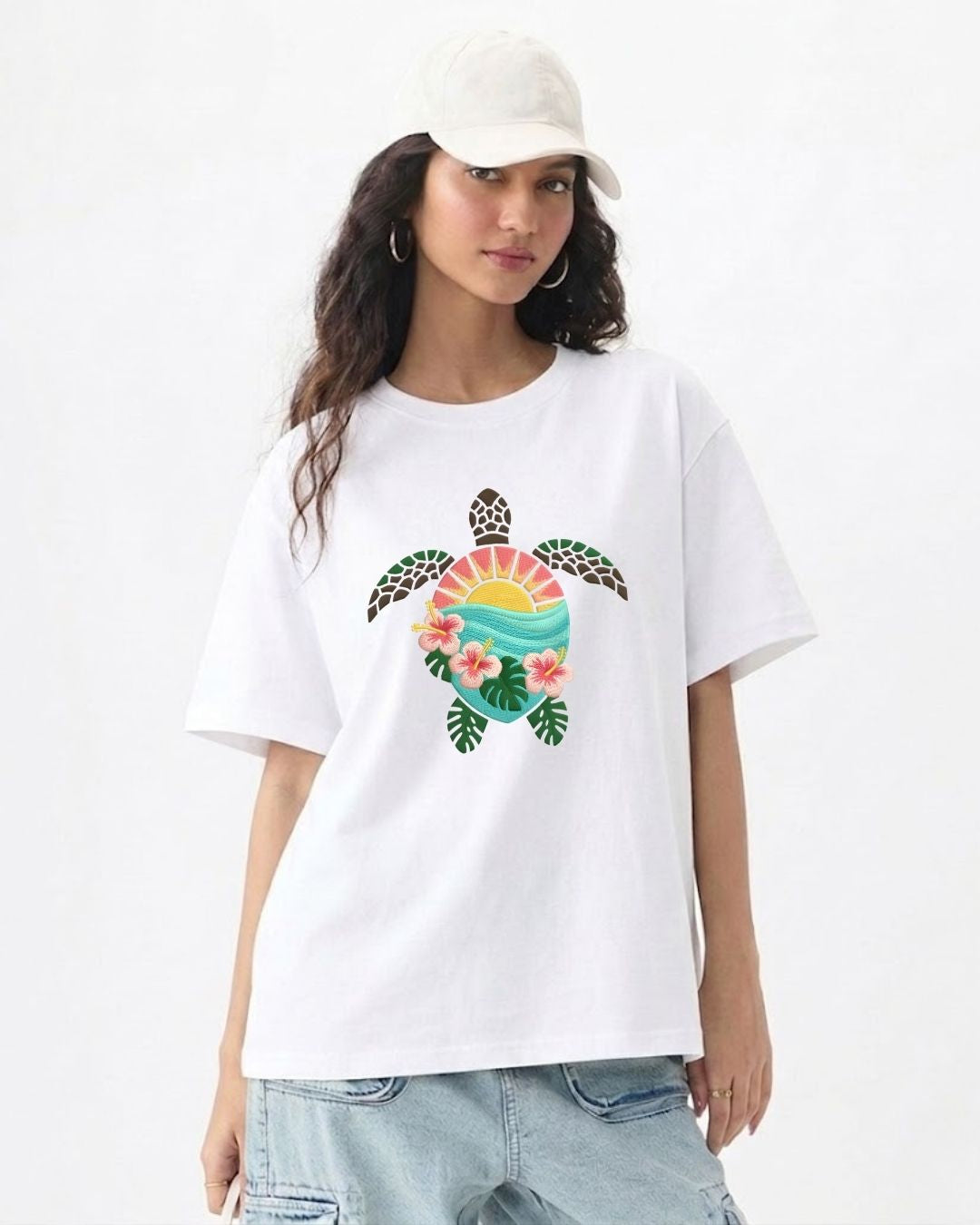 TURTLE ISLAND WOMEN OVERSIZED GRAPHIC T-SHIRT