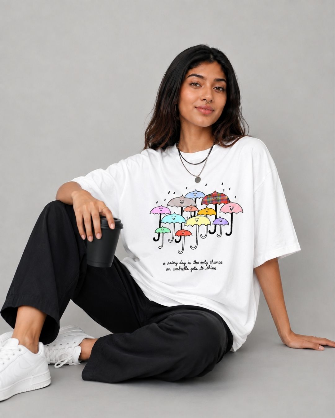 UMBRELLA TALES WOMEN OVERSIZED GRAPHIC T-SHIRT