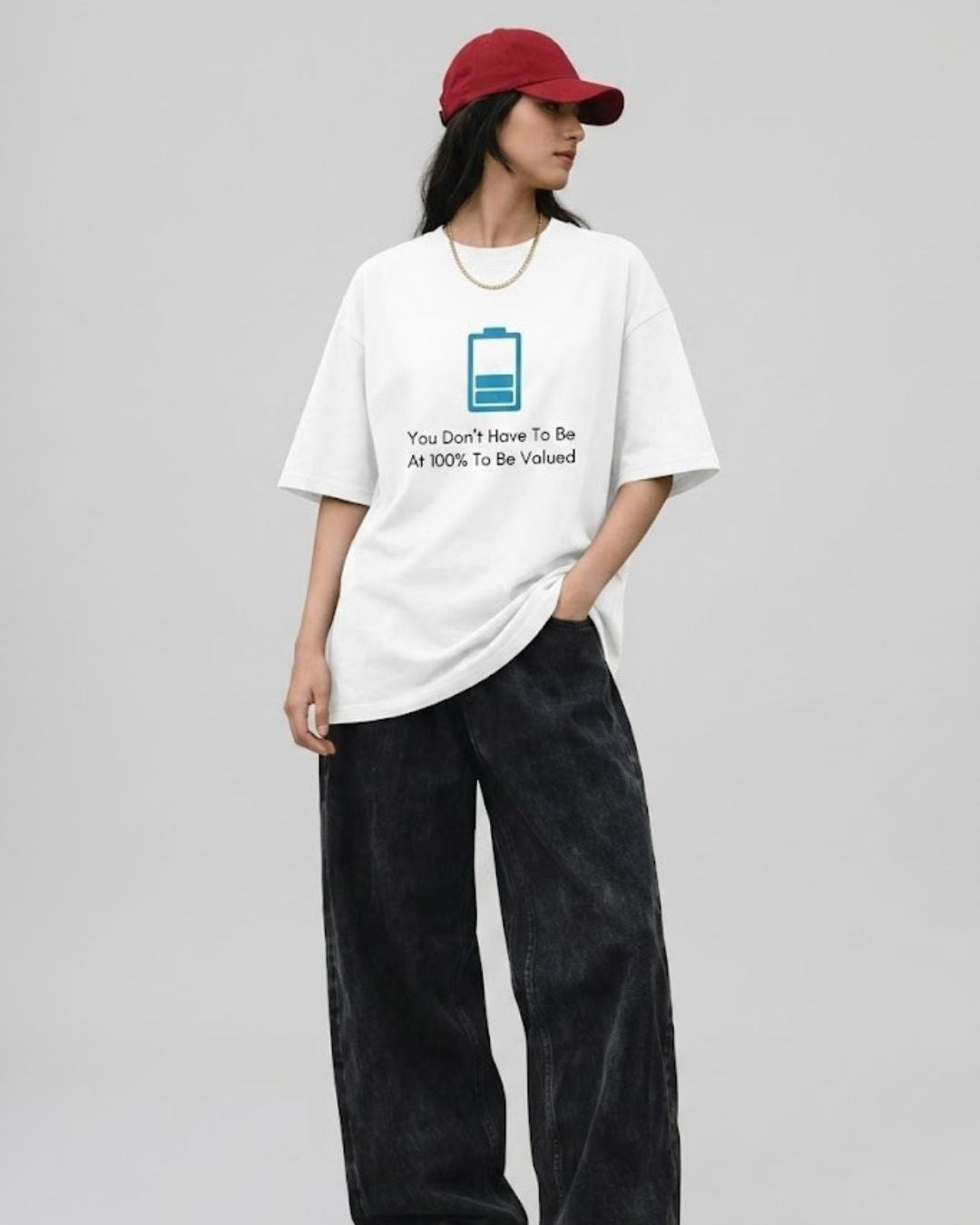 VALUE YOURSELF WOMEN OVERSIZED GRAPHIC T-SHIRT