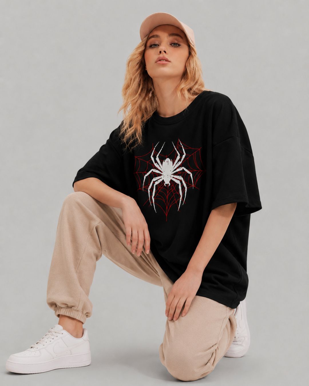 WEB OF SHADOWS WOMEN OVERSIZED GRAPHIC T-SHIRT